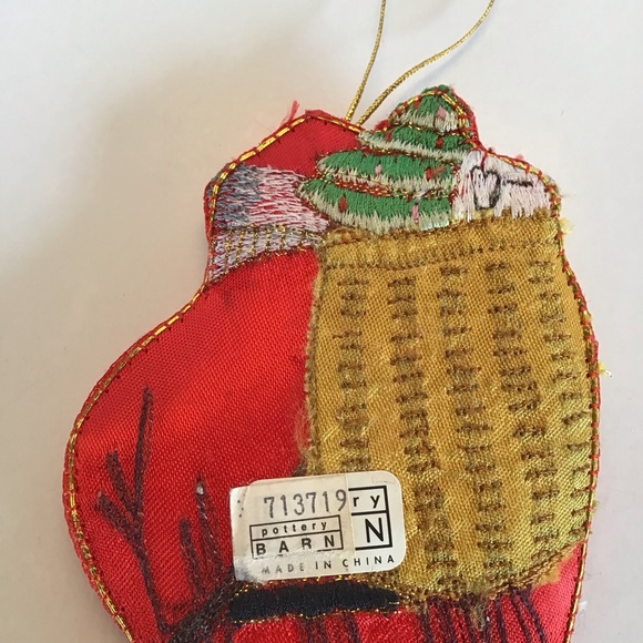 Vintage Pottery Barn Silk Embroidered Santa Claus Ornament - Picture 5 of 5